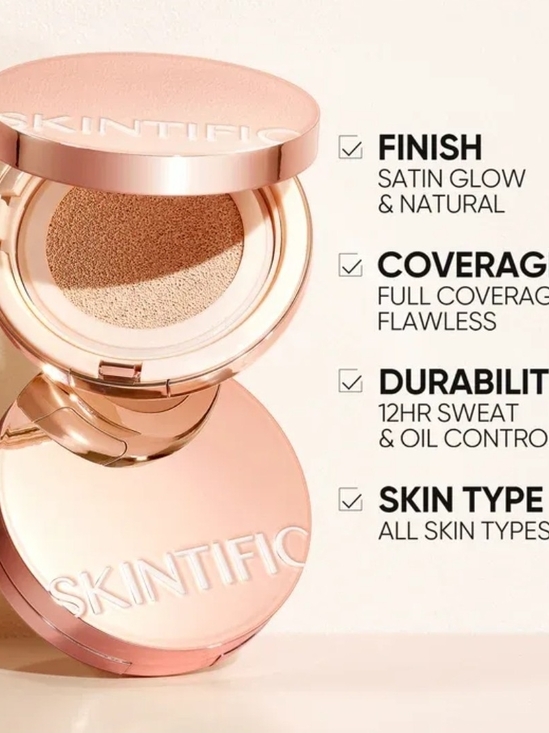 skintific Other - SKINTIFIC Full Coverage Cushion Foundation #0W Warm Porcelain| Satin Glow Finish